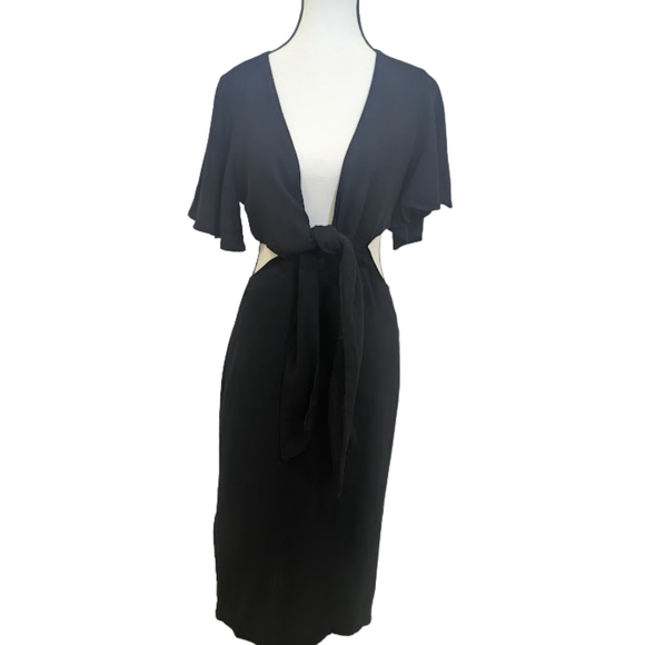 Lulus Dresses & Skirts - Dark Romantic Cut-Out Midi Dress | Lulus | Minimalist Black NWT M